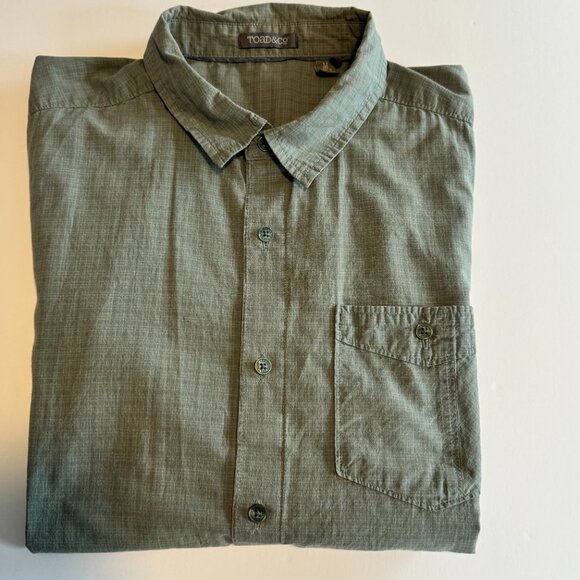 Toad & Co Shirt Mens Med Airbrush Short Sleeve Organic Cotton Casual Green Check - Picture 12 of 12
